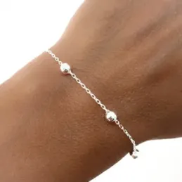 Pulsera plata Ley 925m mujer 16.5 cm. cadena forzada detalle bolas 4
