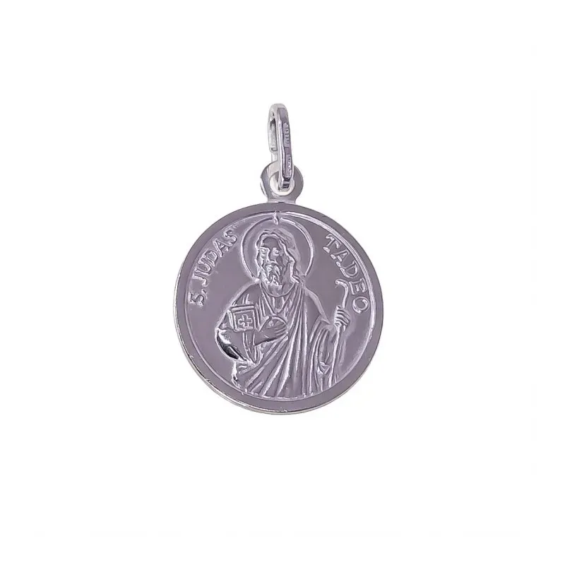 San Judas Tadeo medalla plata Ley 925m colgante 17 mm. lisa cerco