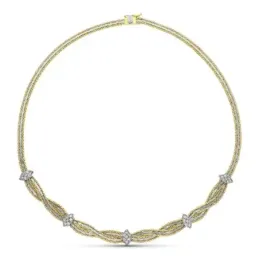Gargantilla oro bicolor 18k mujer cadena combinada detalle formas cir