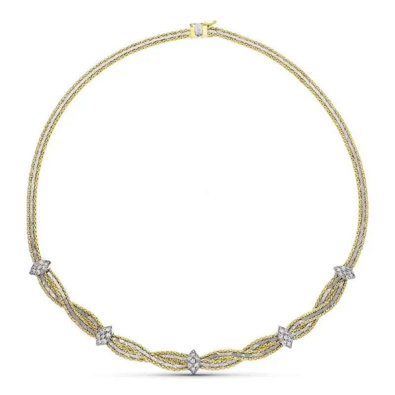 Gargantilla oro bicolor 18k mujer cadena combinada detalle formas cir