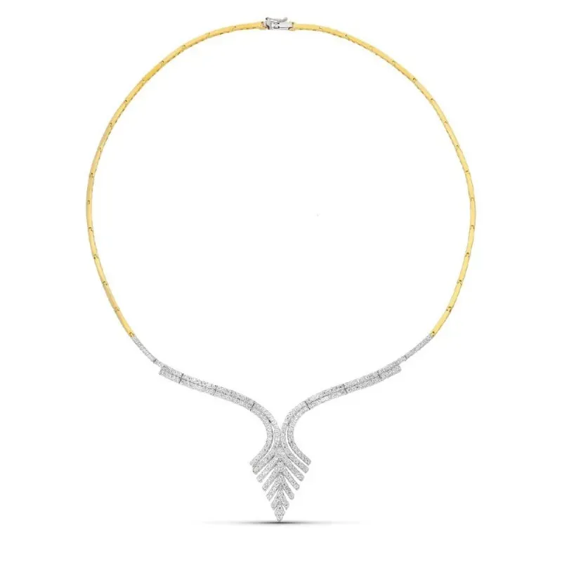 Gargantilla oro bicolor 18k mujer eslabones barras enlazados combinad