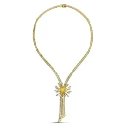 Gargantilla oro bicolor 18k mujer doble cadena detalle sol centro cir
