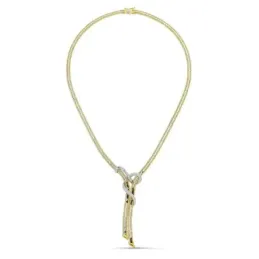 Gargantilla oro bicolor 18k mujer doble cadena circonitas detalle laz