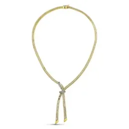 Gargantilla oro bicolor 18k mujer doble cadena detalle lazo circonita