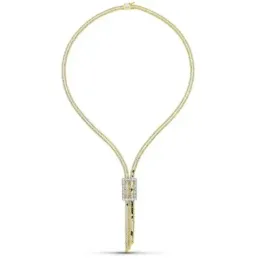 Gargantilla oro bicolor 18k mujer doble cadena detalle rectángulo cal