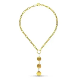 Gargantilla oro 18k mujer cadena forzada alargada colgante tres círcu