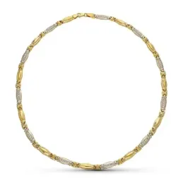 Gargantilla oro bicolor 18k mujer circonitas combinadas estampación m