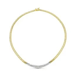 Gargantilla oro bicolor 18k mujer doble cadena detalle central circon