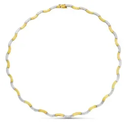Gargantilla oro bicolor 18k mujer formas ondas lisas combinadas circo