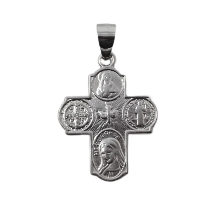 San Benito Cruz plata Ley 925m unisex 22 mm. maciza satinada Espíritu