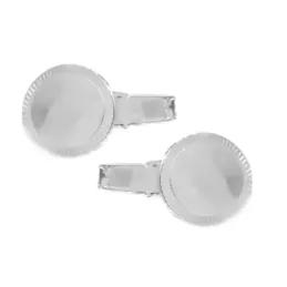 Gemelos plata Ley 925m hombre 15 mm. ovalados lisos detalle lineas bo