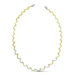 Gargantilla oro bicolor 18k mujer eslabones formas onduladas lisas co