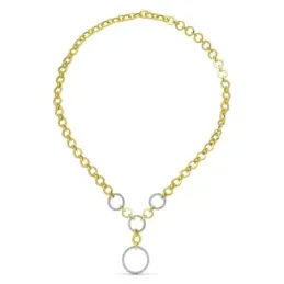 Gargantillas oro bicolor 18k mujer 43 cm. círculos combinados circoni