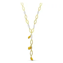 Gargantilla oro bicolor 18k mujer eslabones ovalados calados detalles