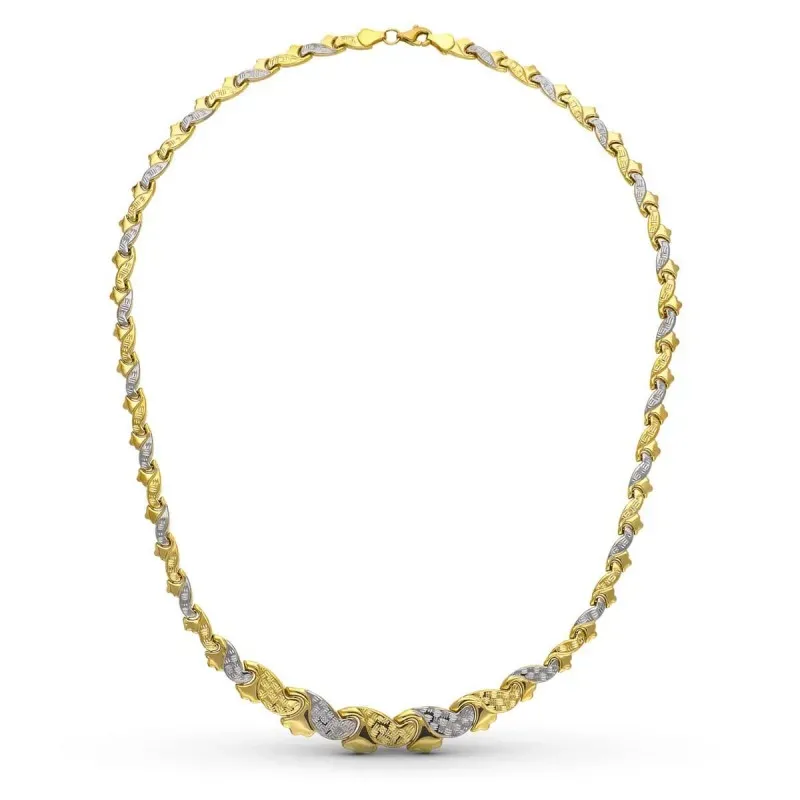 Gargantilla oro bicolor 18k mujer eslabones estampados combinados lis