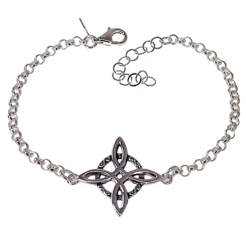 Nudo Bruja pulsera plata Ley 925m mujer 18 cm. cadena rolo detalle ce