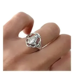 Virgen del Rocío sortija plata Ley 925m mujer cabeza calada ancho máx