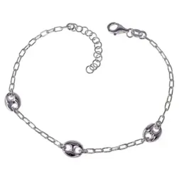 Pulsera plata Ley 925m mujer 17 cm. cadena forzada combinada calabrot