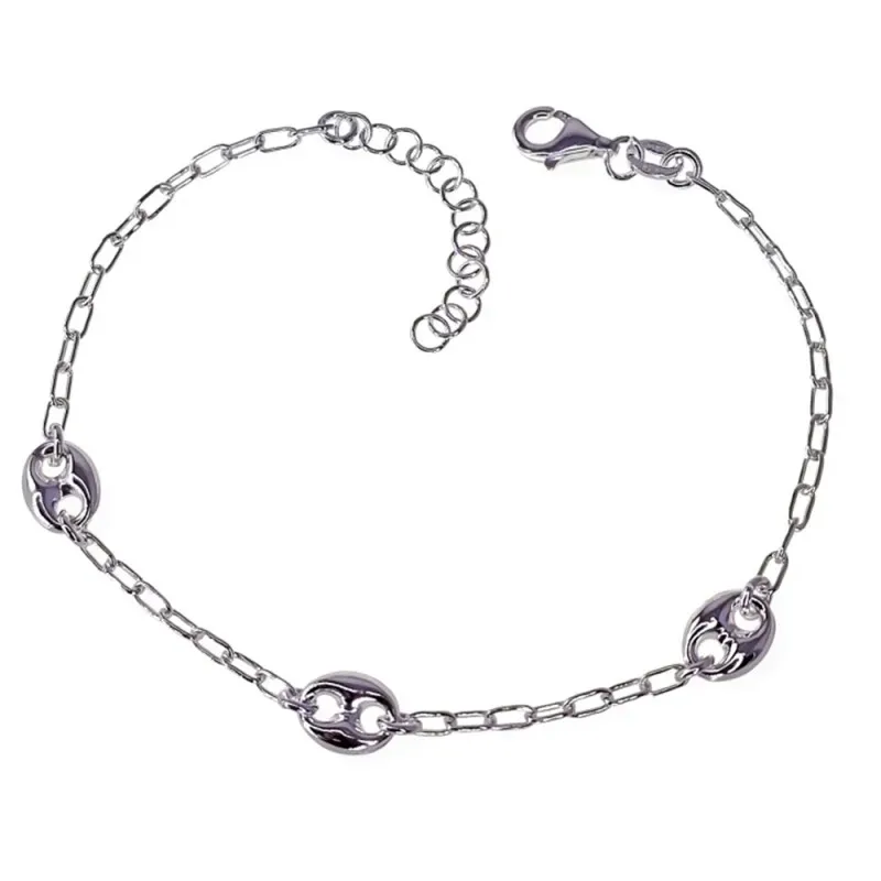 Pulsera plata Ley 925m mujer 17 cm. cadena forzada combinada calabrot