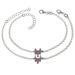 Pulsera plata Ley 925m mujer 17 cm. cadena rolo doble detalle piezas