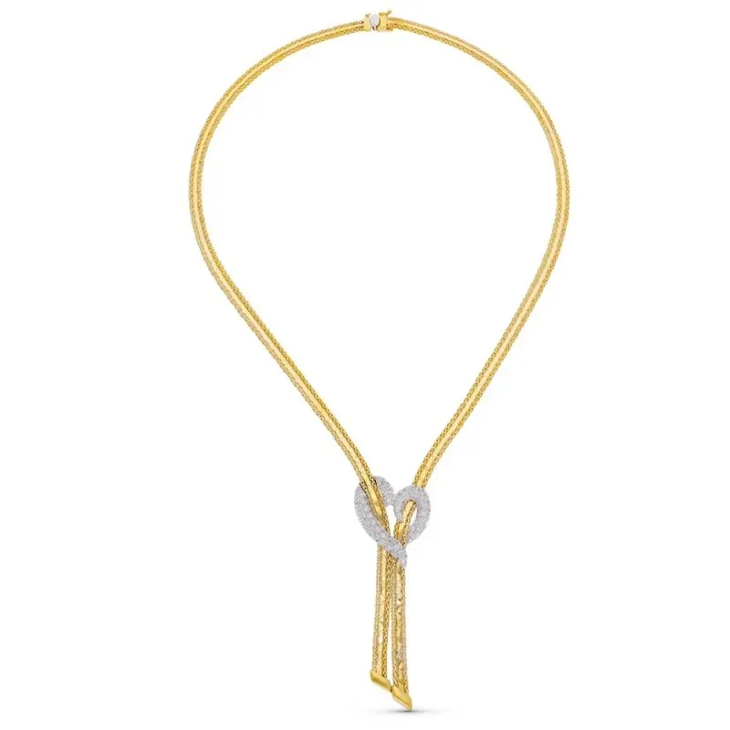 Gargantilla oro bicolor 18k mujer tres hilos combinados detalle forma