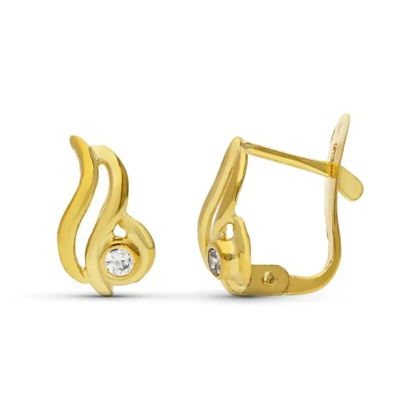 Pendientes oro 18k niña Primera Comunión 10 mm. formas onduladas circ