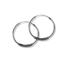 Aros Bali Pendientes Plata Ley 925m mujer 25 mm. tribales oxidados de
