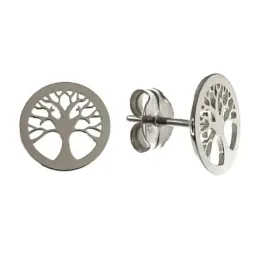 Pendientes Plata Ley 925m mujer 9 mm. Árbol Vida calado presión