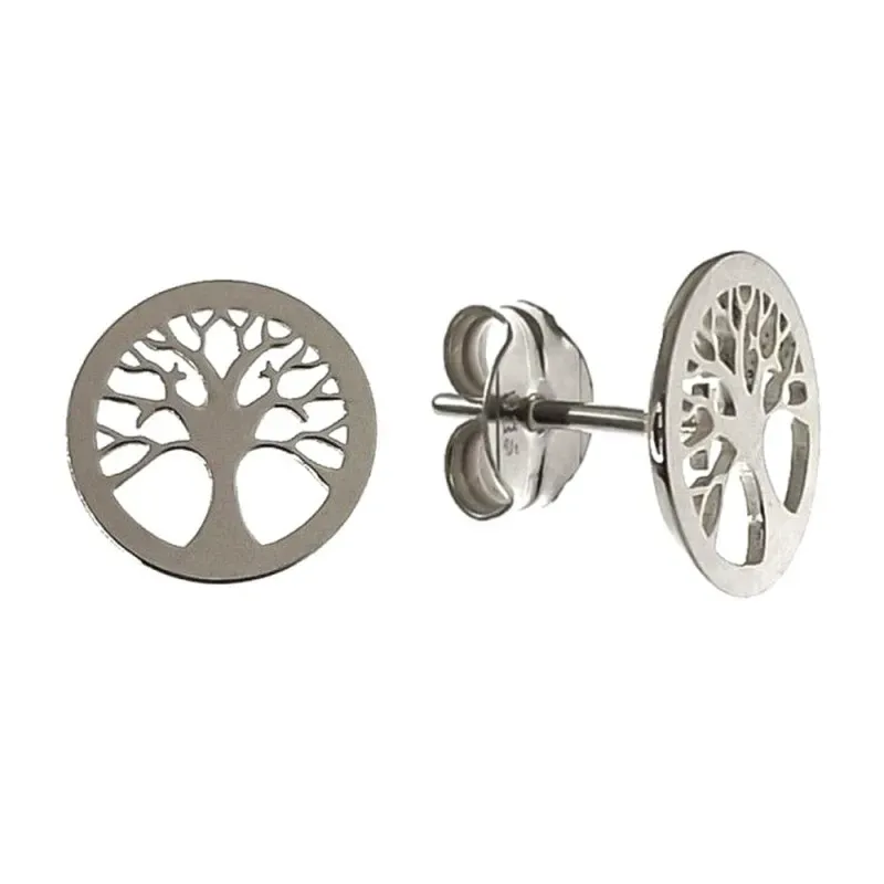 Pendientes Plata Ley 925m mujer 9 mm. Árbol Vida calado presión