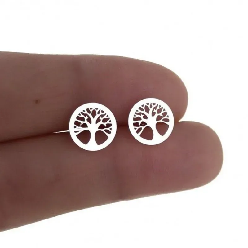Pendientes Plata Ley 925m mujer 9 mm. Árbol Vida calado presión