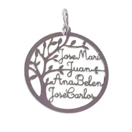 Colgante Plata Ley 925m mujer 30 mm. liso calado nombres personalizad