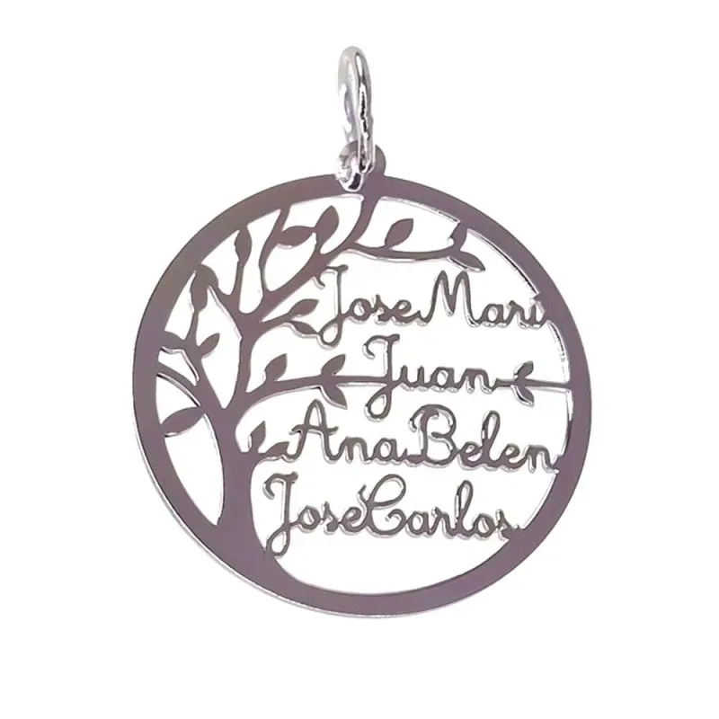 Colgante Plata Ley 925m mujer 30 mm. liso calado nombres personalizad