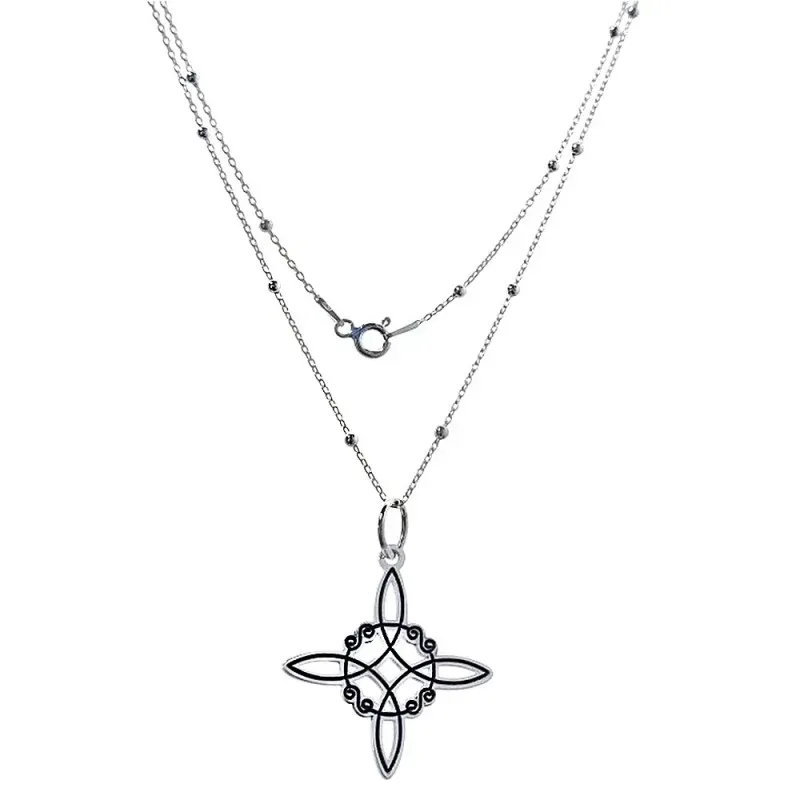 Nudo de Bruja Gargantilla Plata Ley 925m mujer 45 cm. amuleto 24 mm.