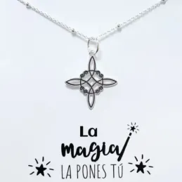 Nudo de Bruja Gargantilla Plata Ley 925m mujer 45 cm. amuleto 24 mm.