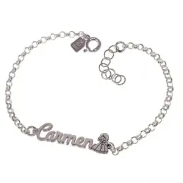 Pulsera Plata Ley 925m niña comunión 16 cm. cadena rolo nombre person