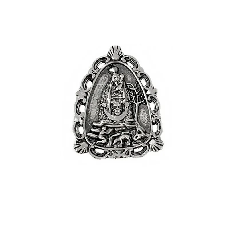 Virgen de la Cabeza 17 mm. Pin Plata Ley 925m maciza Andújar