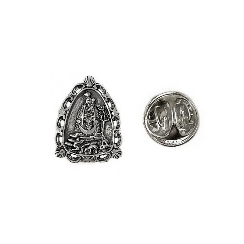Virgen de la Cabeza 17 mm. Pin Plata Ley 925m maciza Andújar