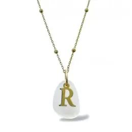 Gargantilla Plata Ley 925m chapada oro letra personalizada piedra bla