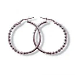 Pendientes Aros 27 mm. Plata Ley 925m lisos mitad bolas