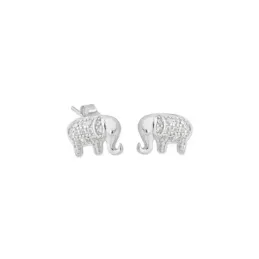 Pendientes Plata Ley 925m forma elefante 8 mm. circonitas