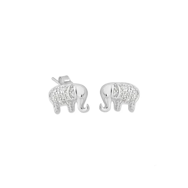 Pendientes Plata Ley 925m forma elefante 8 mm. circonitas