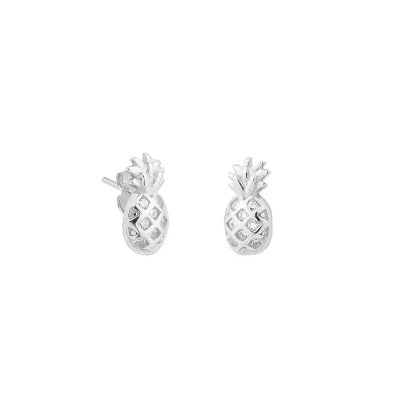 Pendientes Plata Ley 925m forma piña niña 7 mm. lisa detalle circonit