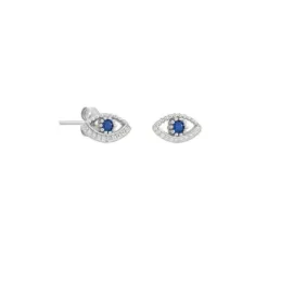 Pendientes Plata Ley 925m niña 10 mm. Ojo Turco 10 mm. circonita azul
