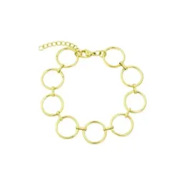 Pulsera Acero Inoxidable chapada oro 17 cm. aros calados lisos