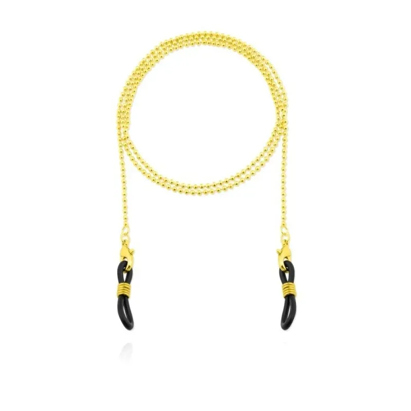 Cadena Acero Inoxidable chapado oro para Gafas 70 cm. bolas