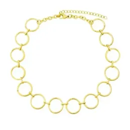 Choker Gargantilla Acero Inoxidable chapado oro 28 cm. círculos calad