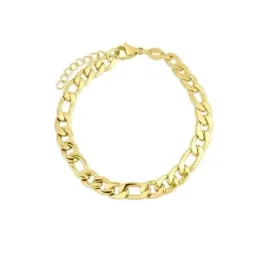 Pulsera Acero Inoxidable chapada oro 16 cm. cadena alternada 3x1