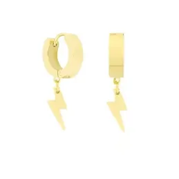 Pendientes Aros Acero Inoxidable chapados oro 28 mm. detalle rayo col