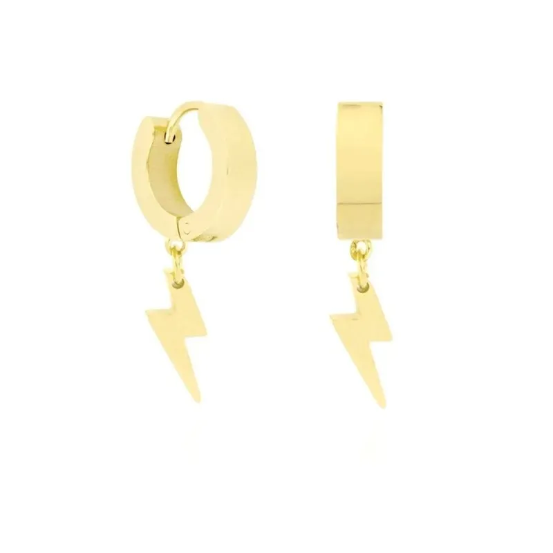 Pendientes Aros Acero Inoxidable chapados oro 28 mm. detalle rayo col