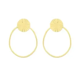 Pendientes Acero Inoxidable chapados oro 54 mm. círculo detalles aro